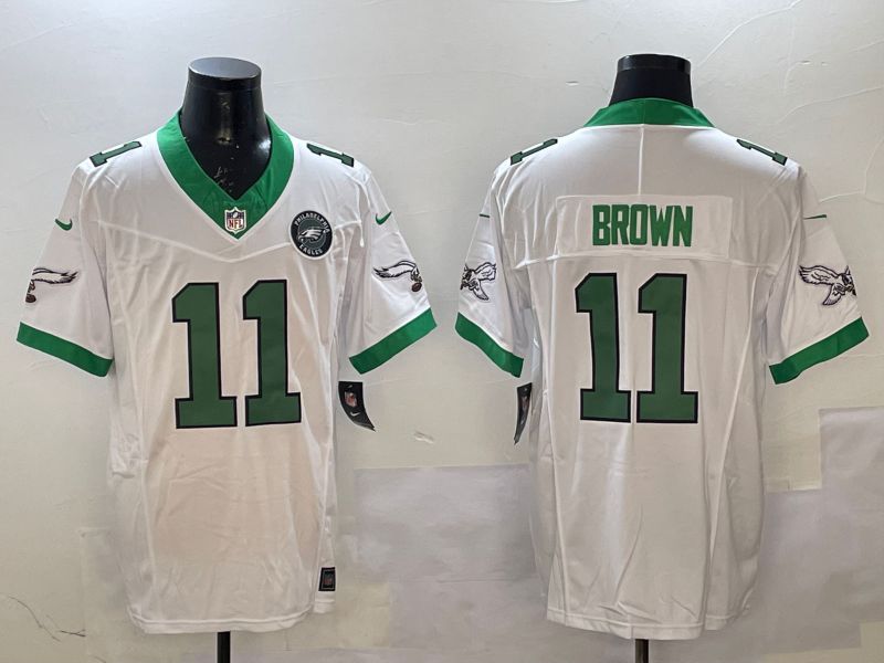 Men Philadelphia Eagles #11 Brown White Retro three generations 2025 Nike Vapor Limited NFL Jersey style 3->philadelphia eagles->NFL Jersey